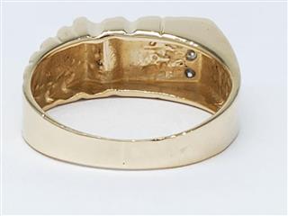 14K Solid Yellow Gold Diamond Nugget Style Cluster Ring Size 9